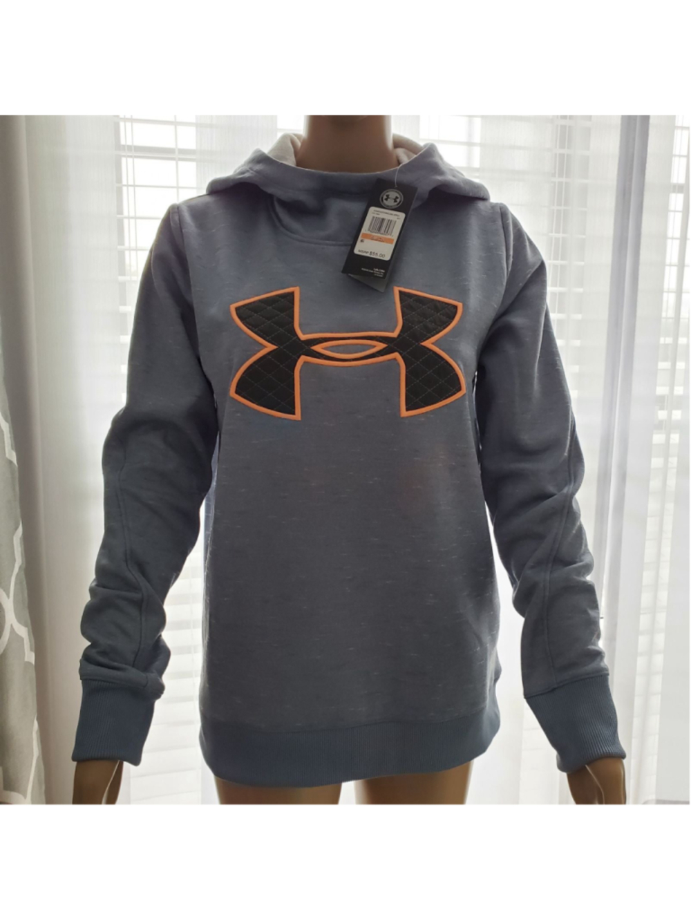Women's Under Armour ColdGear Hoodie Sweatshirt Size S Grey Orange